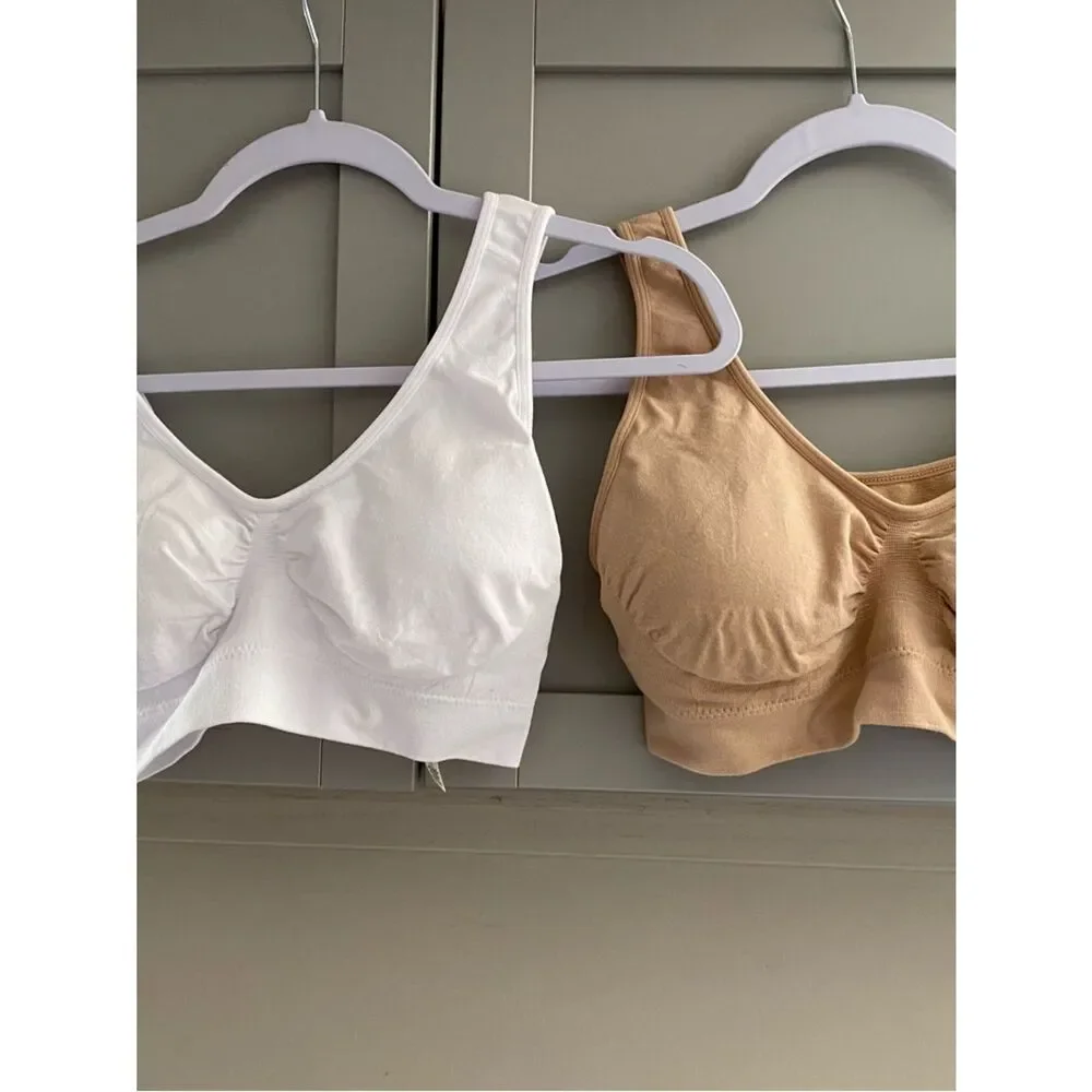 Rhonda Shear Seamless Support Bralette - White and Nude and Black in size XL